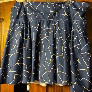 Athleta Navy Skater Skirt with Pink and Yellow Circle Accents